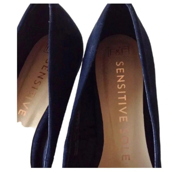 F&F Sensitive Sole  Womens Size US 8.5 Navy Blue Court Shoes‎ Faux Suede R… - Picture 4 of 6